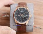 Perfect replica of Longines rose gold case brown leather strap men's watch 41mm 